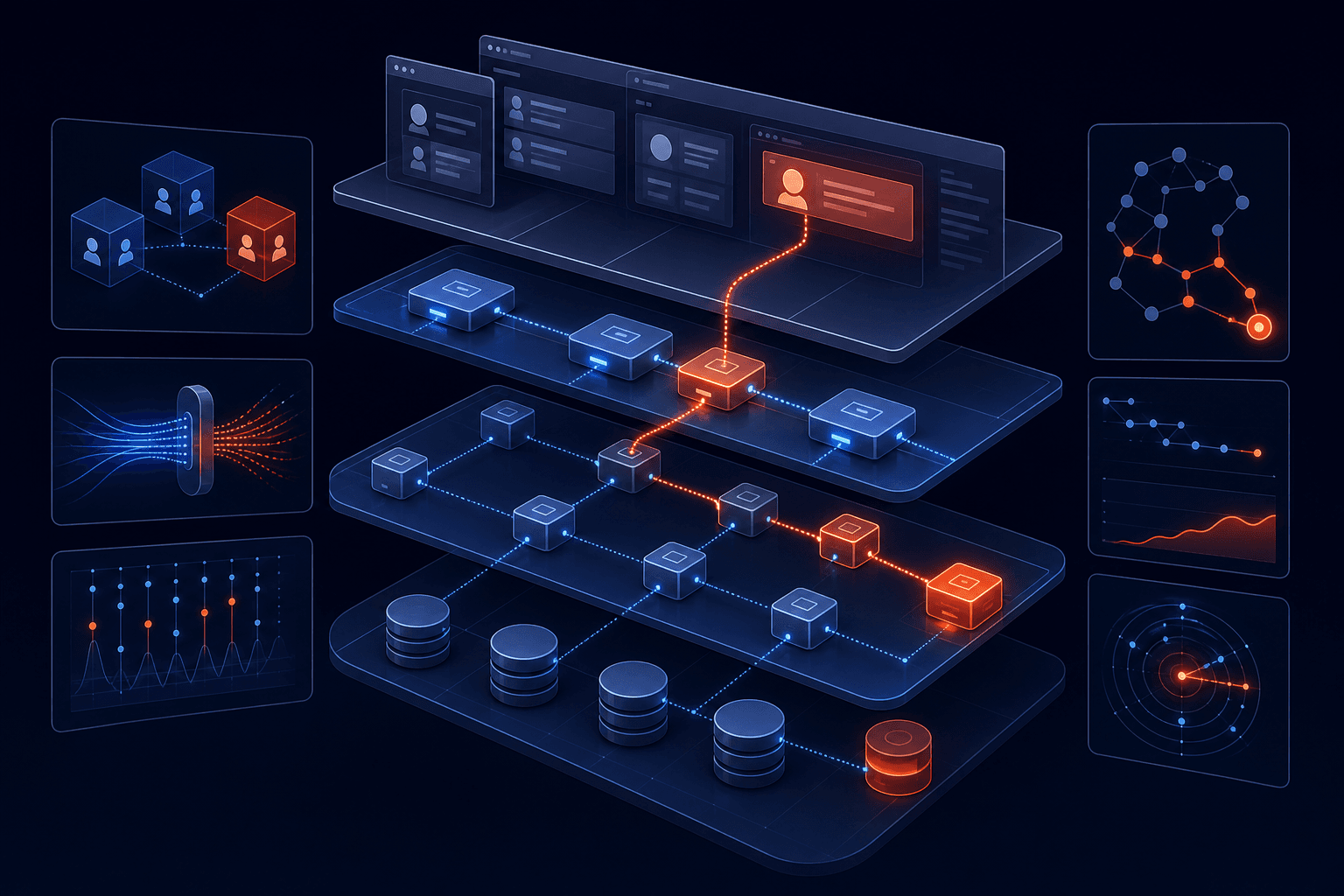 A multi-tenant web application stack with a traced broken access-control path
