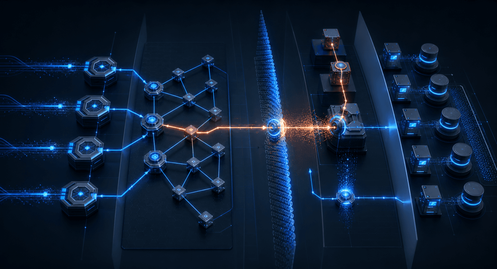 An API service mesh testing authorization boundaries between endpoints and data services