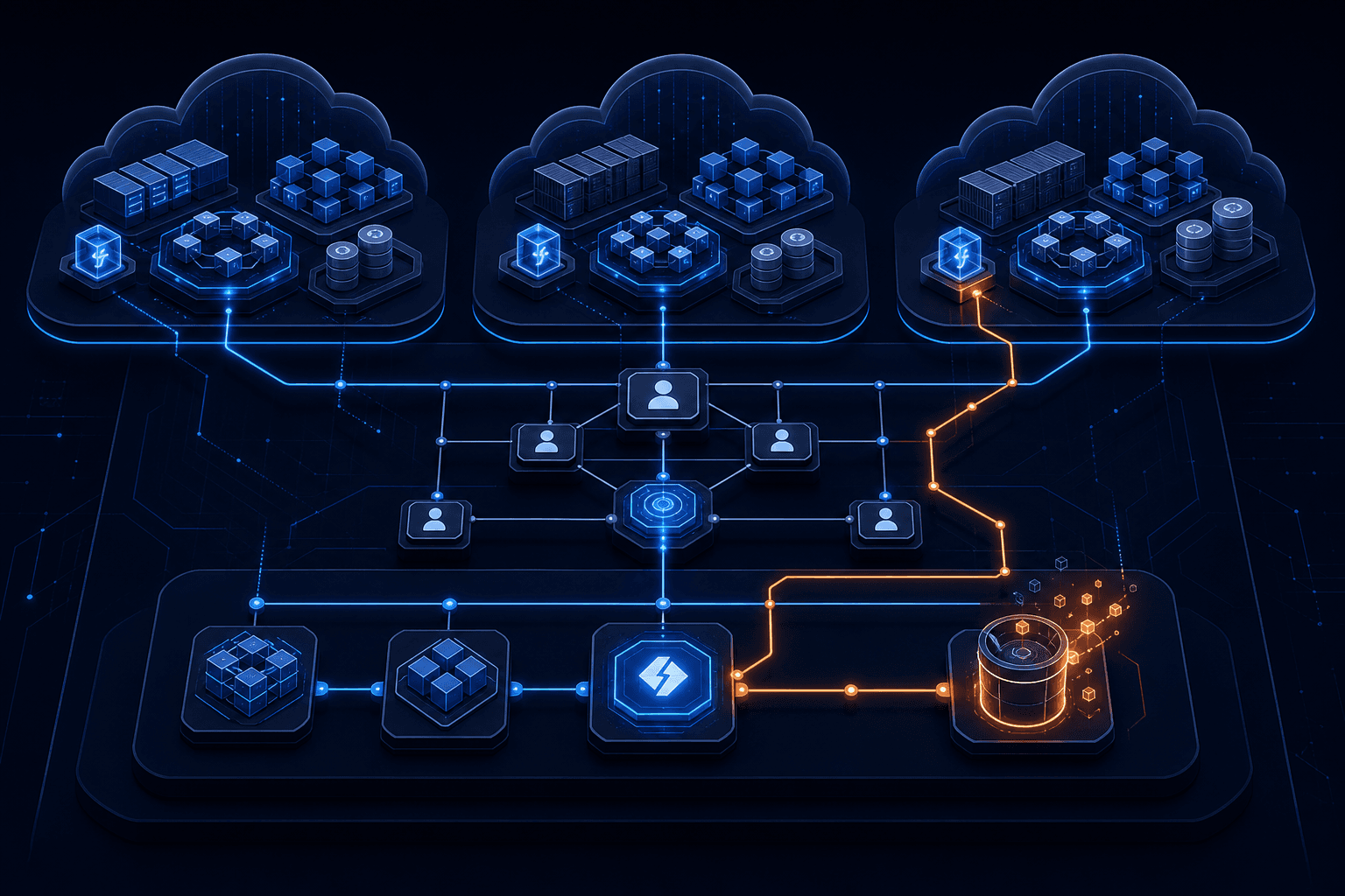 A multi-cloud identity graph exposing a privilege path toward a protected data service