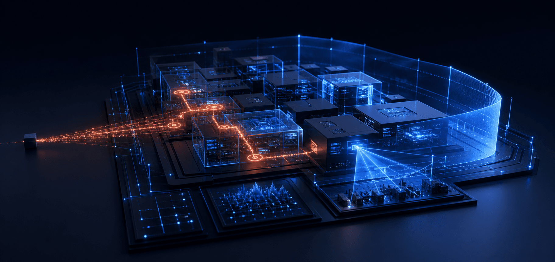Controlled red-team signal testing a modular digital environment inside a defensive perimeter